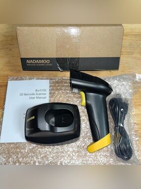 Wireless Barcode Scanner w/ Charging Cradle, Read 1D, 2D, QR Code, Data Matrix